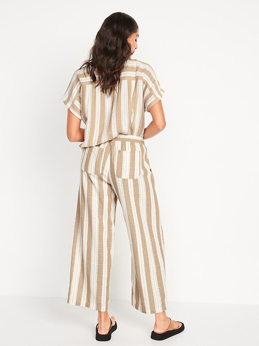 Image number 2 showing, High-Waisted Striped Linen-Blend Wide-Leg Pants