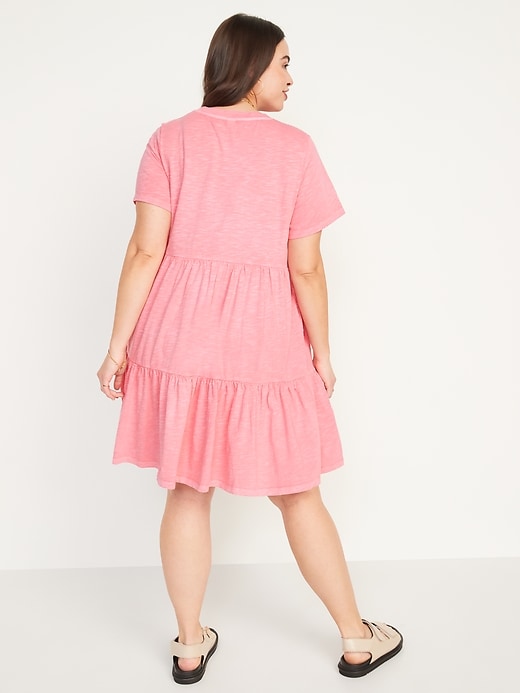 Image number 6 showing, Short-Sleeve Tiered Mini Swing Dress for Women