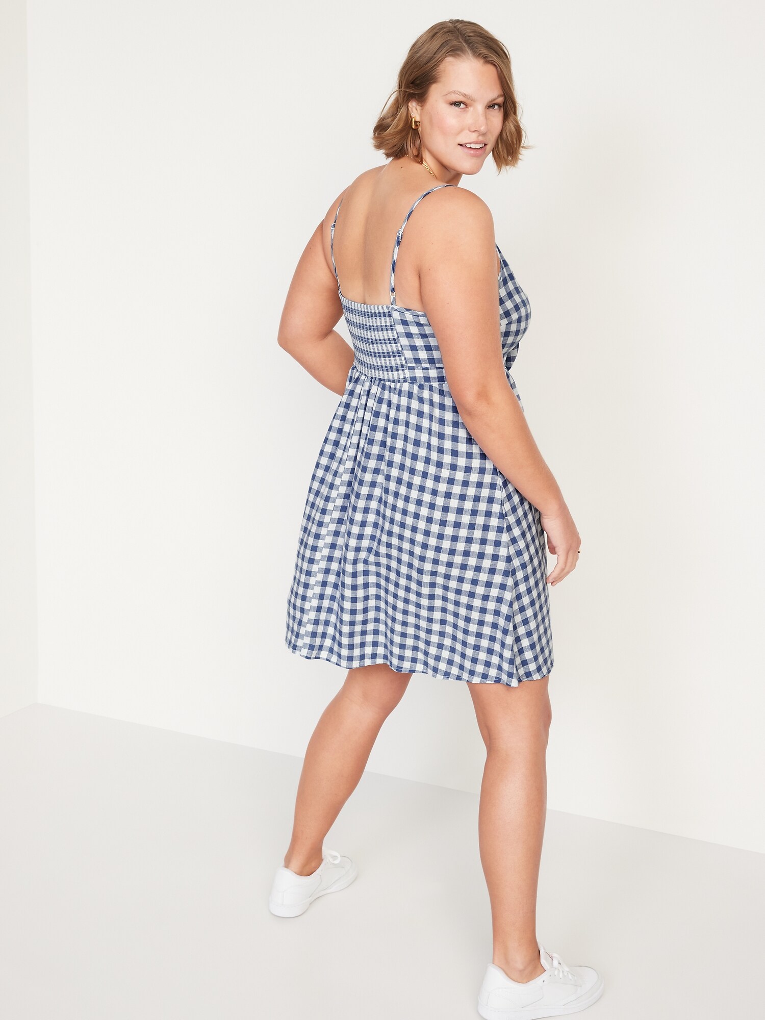 Plus size blue hot sale gingham dress