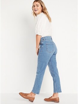 Curvy Extra High-Waisted Button-Fly Sky-Hi Straight Jeans for Women