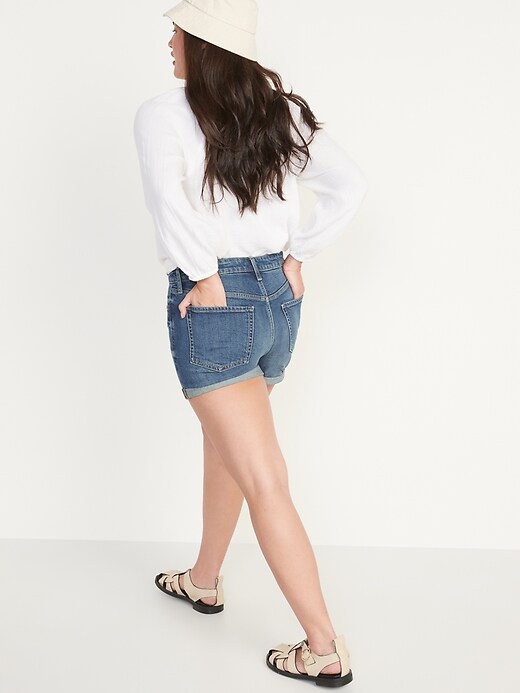 Image number 6 showing, High-Waisted Button-Fly OG Straight Jean Shorts for Women -- 3-inch inseam
