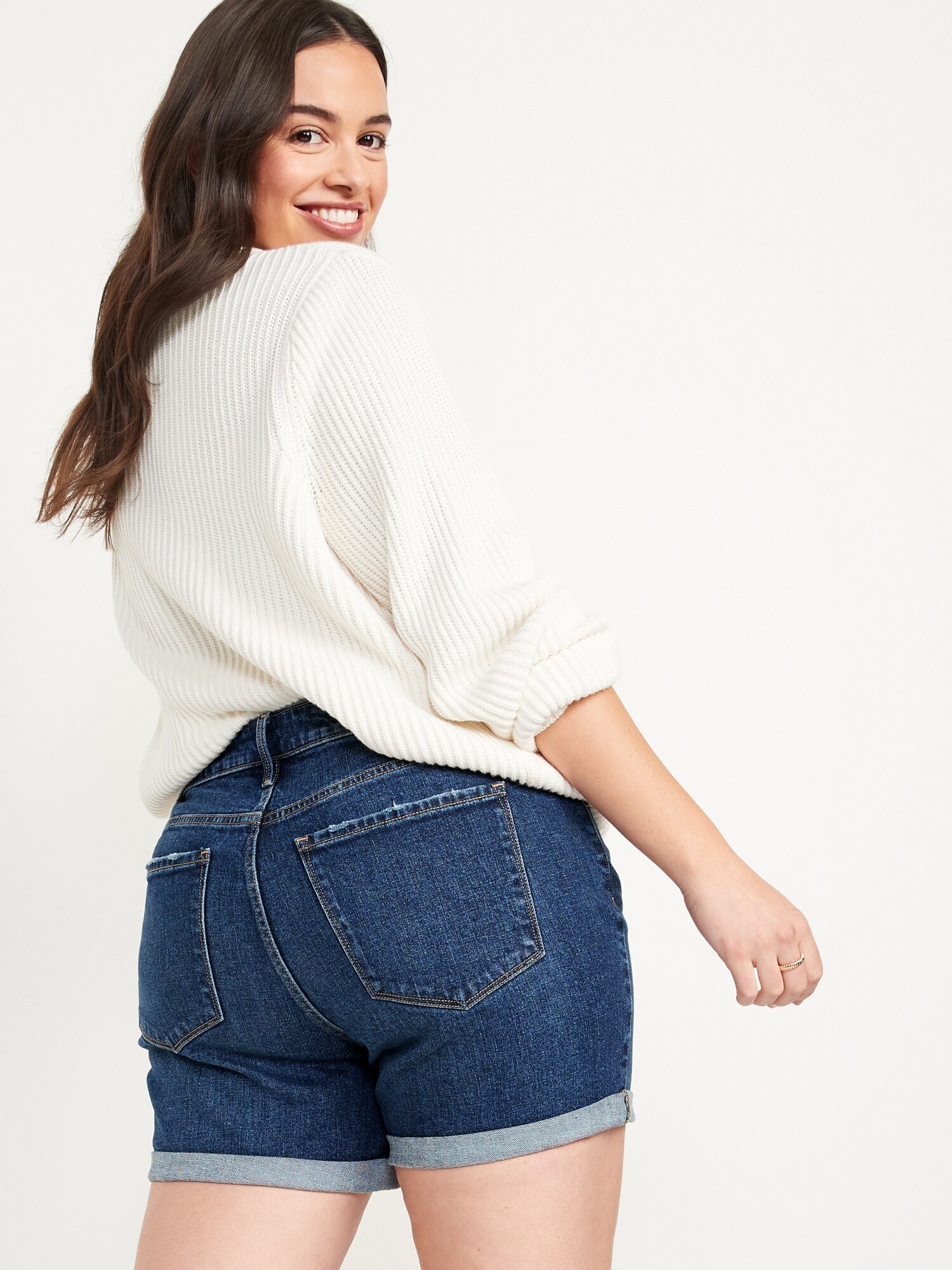 Mid-Rise Dark-Wash Jean Shorts for 