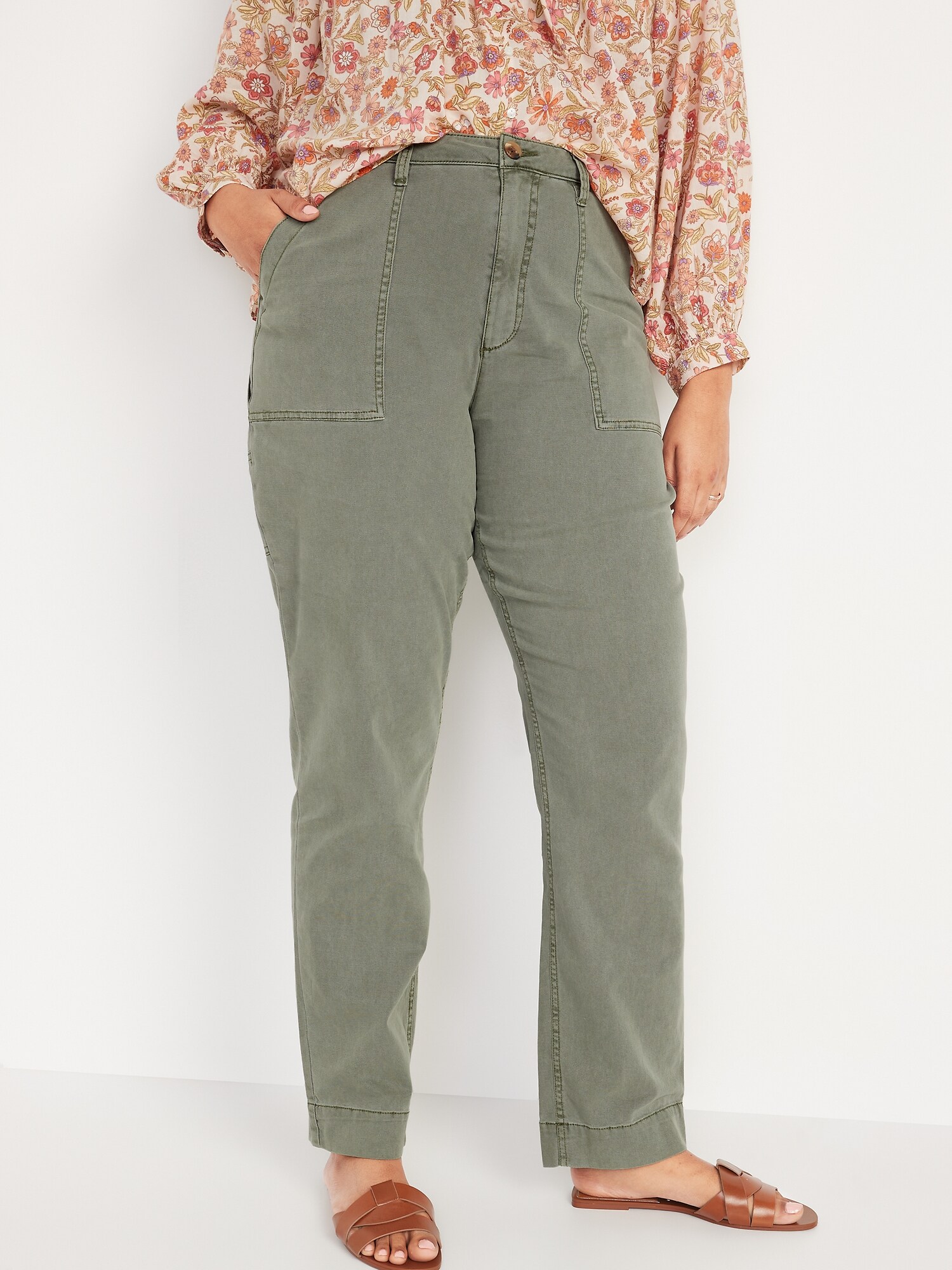 Old Navy Sisal High-Waisted Straight Canvas Workwear Pants Size 30
