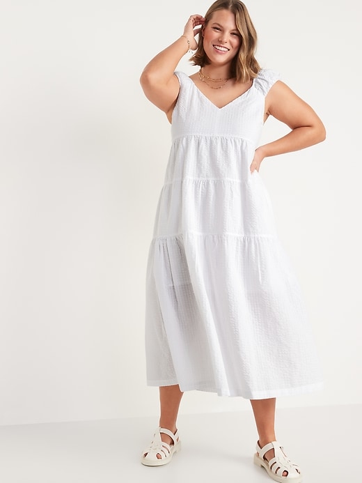 Image number 5 showing, Fit & Flare Tiered Seersucker All-Day Maxi Dress for Women