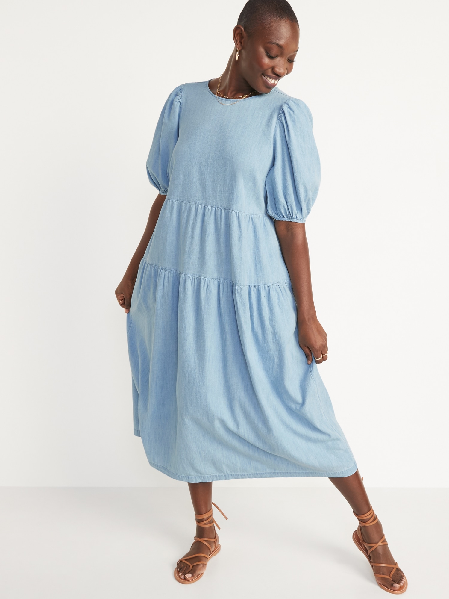 old navy chambray swing dress