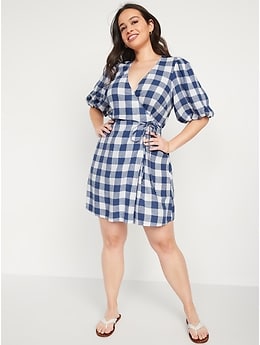 old navy gingham wrap dress