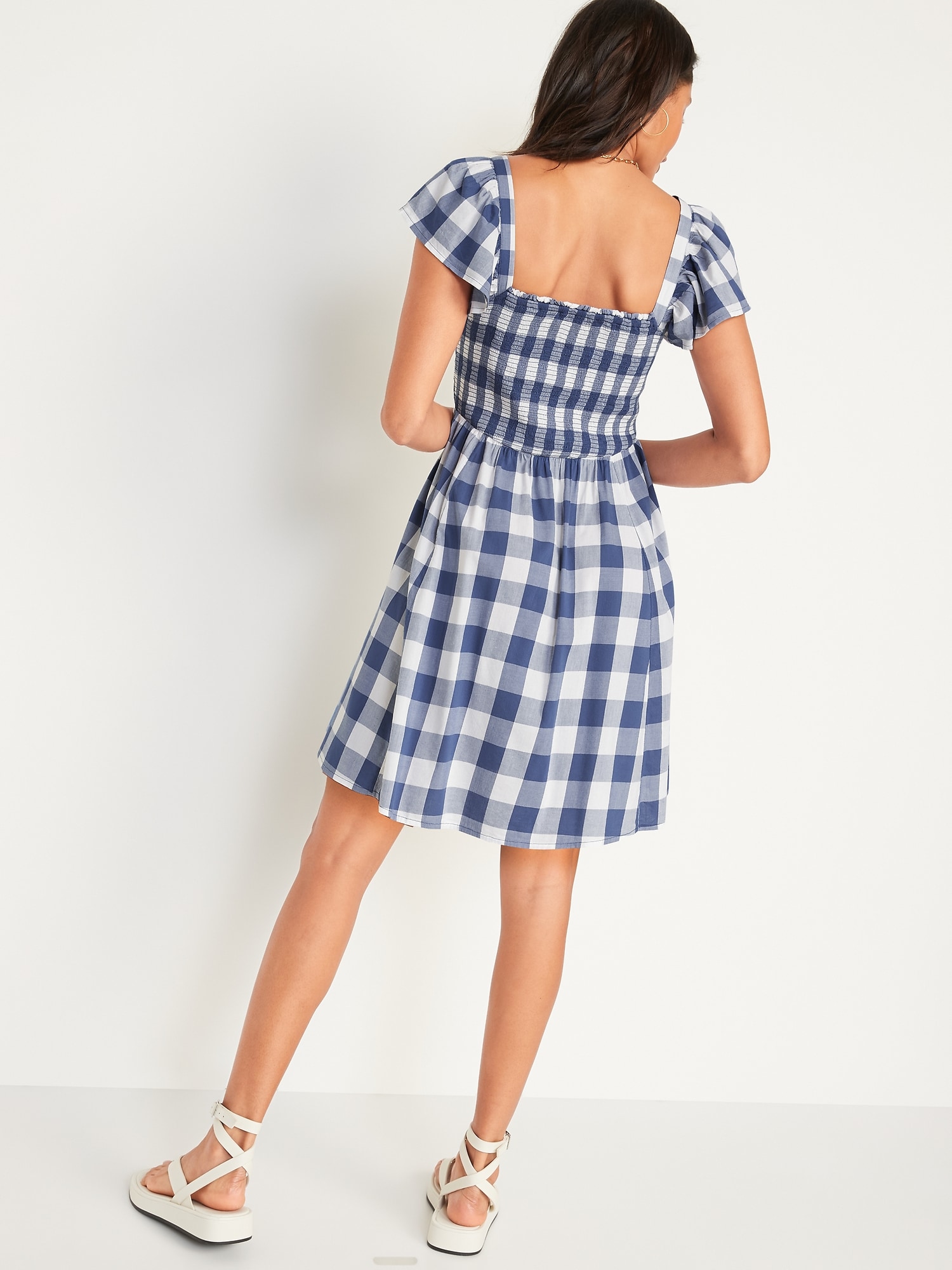 Navy gingham print bodycon clearance dress