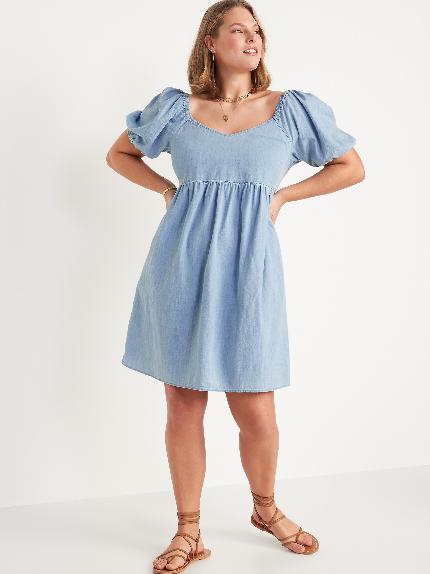 Chambray fit and flare cheap dress