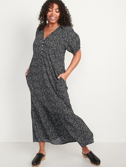 Image number 5 showing, Floral-Print Puff-Sleeve All-Day Maxi Swing Dress for Women