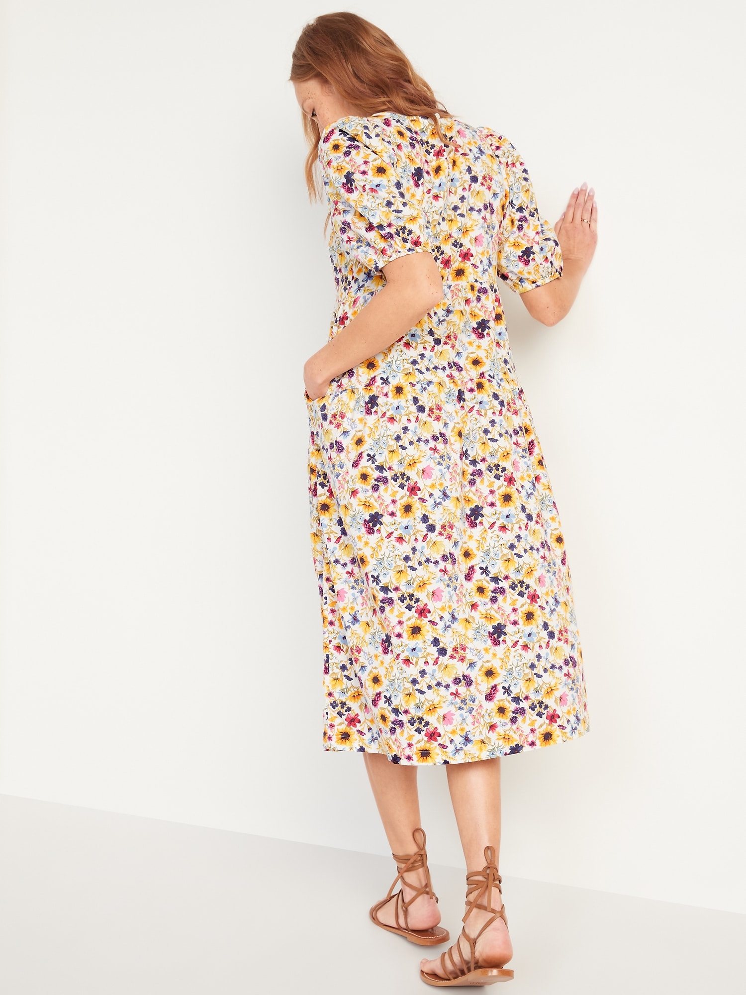 midi day dress with sleeves