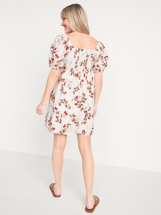 Image number 2 showing, Puff-Sleeve Fit & Flare Printed All-Day Mini Dress