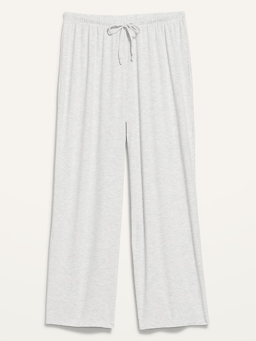 Image number 4 showing, Sunday Sleep High-Waisted Cropped Rib-Knit Wide-Leg Lounge Pants