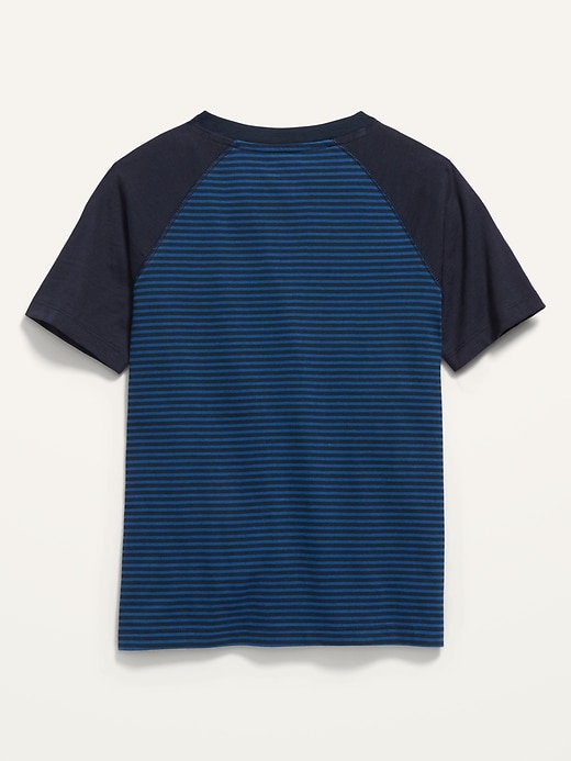 View large product image 2 of 2. Striped Short-Sleeve Henley T-Shirt for Boys