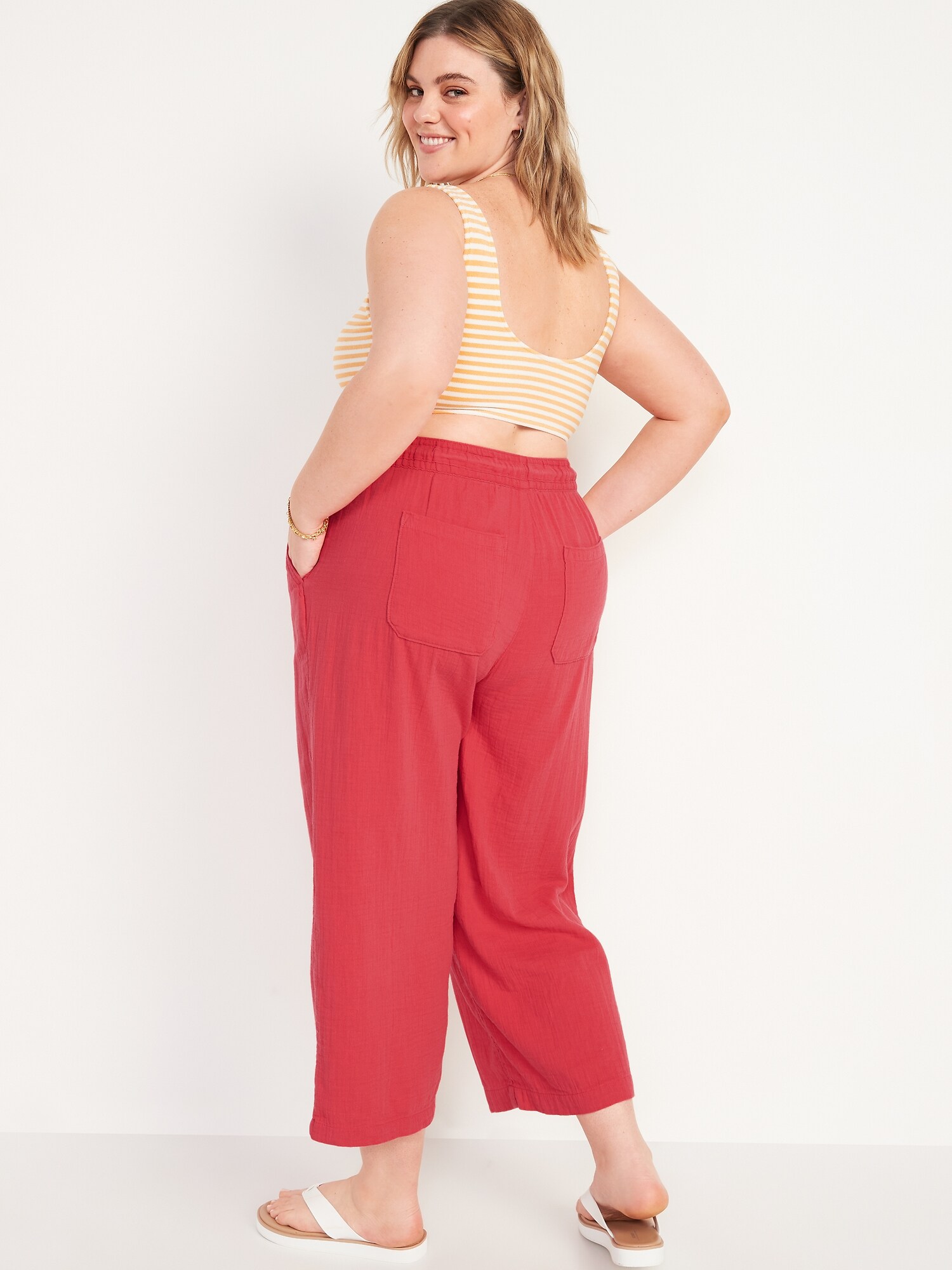 High-Waisted Textured Soft Pants for 