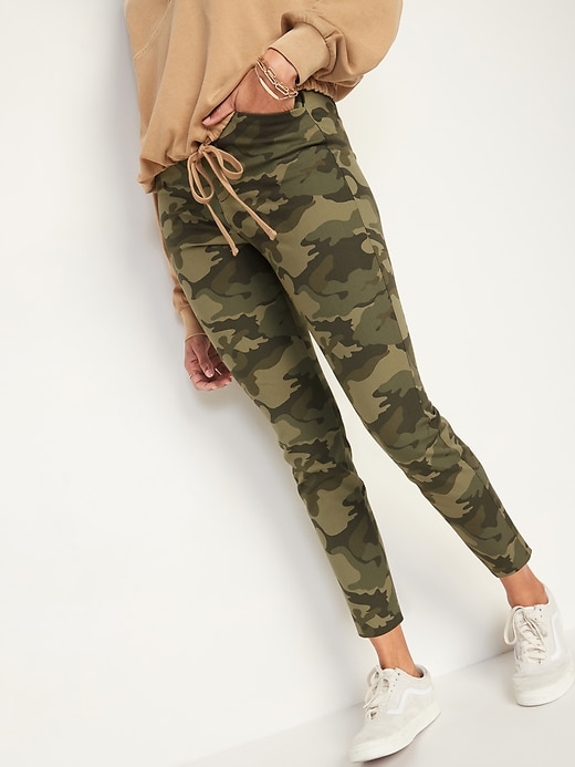 Image number 1 showing, High-Waisted Patterned Pixie Skinny Ankle Pants for Women