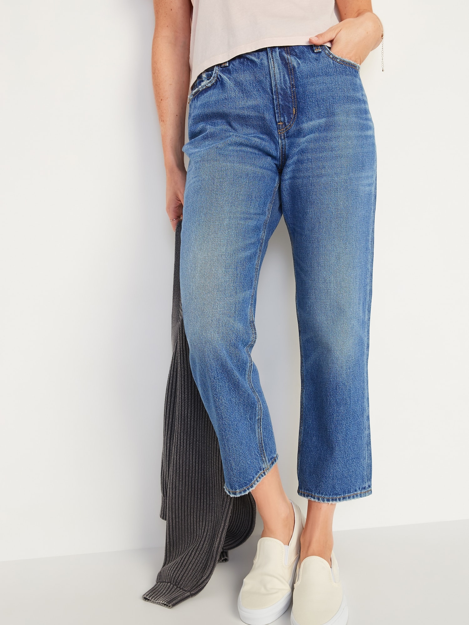 Navy ankle grazer store jeans