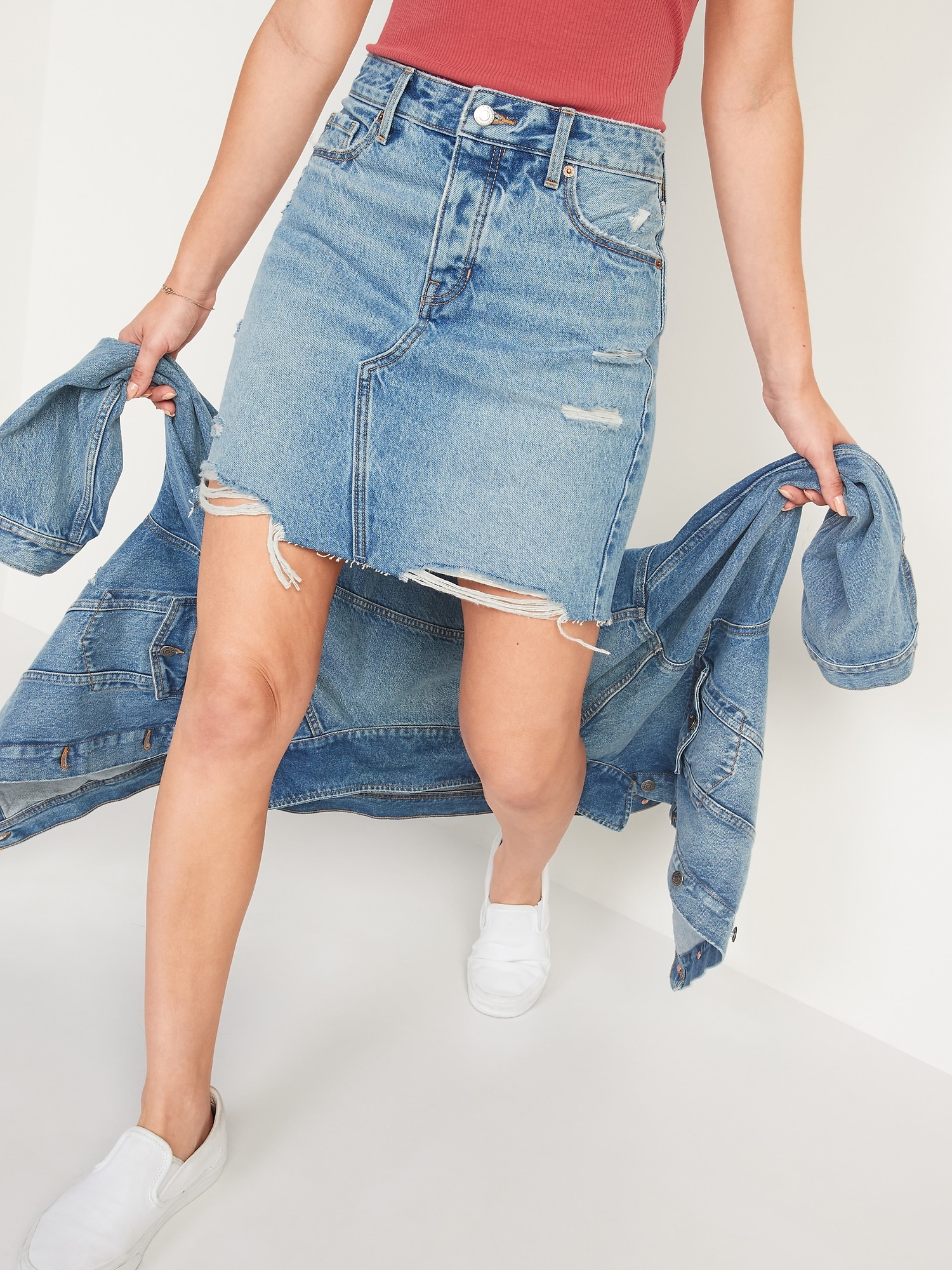 Cut off 2024 denim skirt