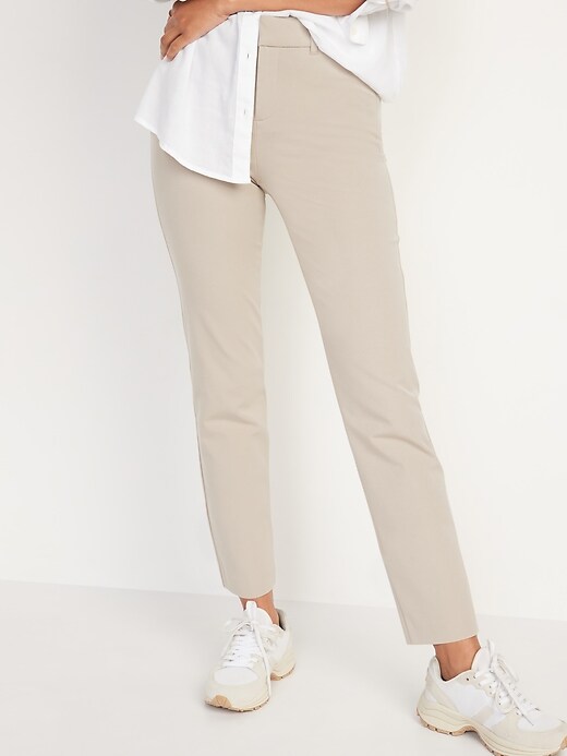 Image number 1 showing, High-Waisted Pixie Straight-Leg Ankle Pants for Women