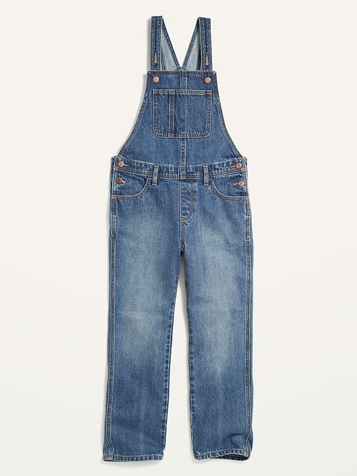 View large product image 1 of 4. Slouchy Straight Medium-Wash Jean Overalls for Girls