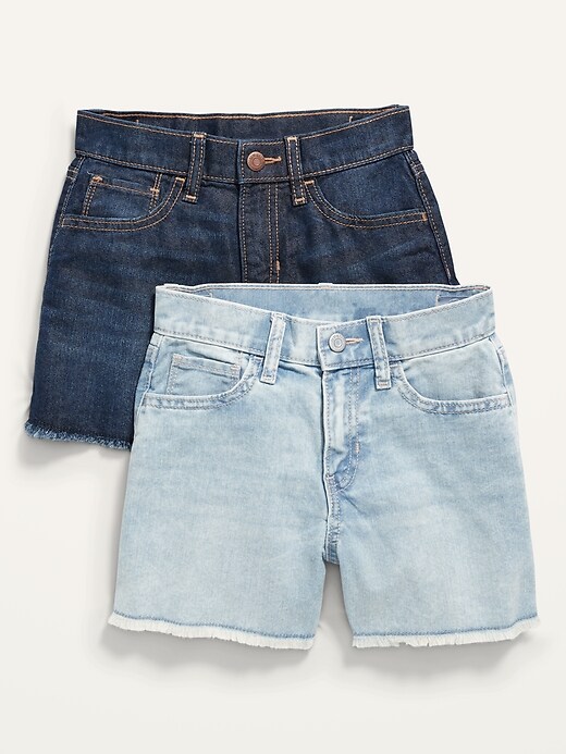 View large product image 1 of 2. High-Waisted Cut-Off Non-Stretch Jean Shorts 2-Pack for Girls