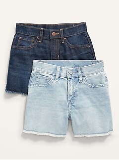High-Waisted Cut-Off Non-Stretch Jean Shorts 2-Pack for Girls