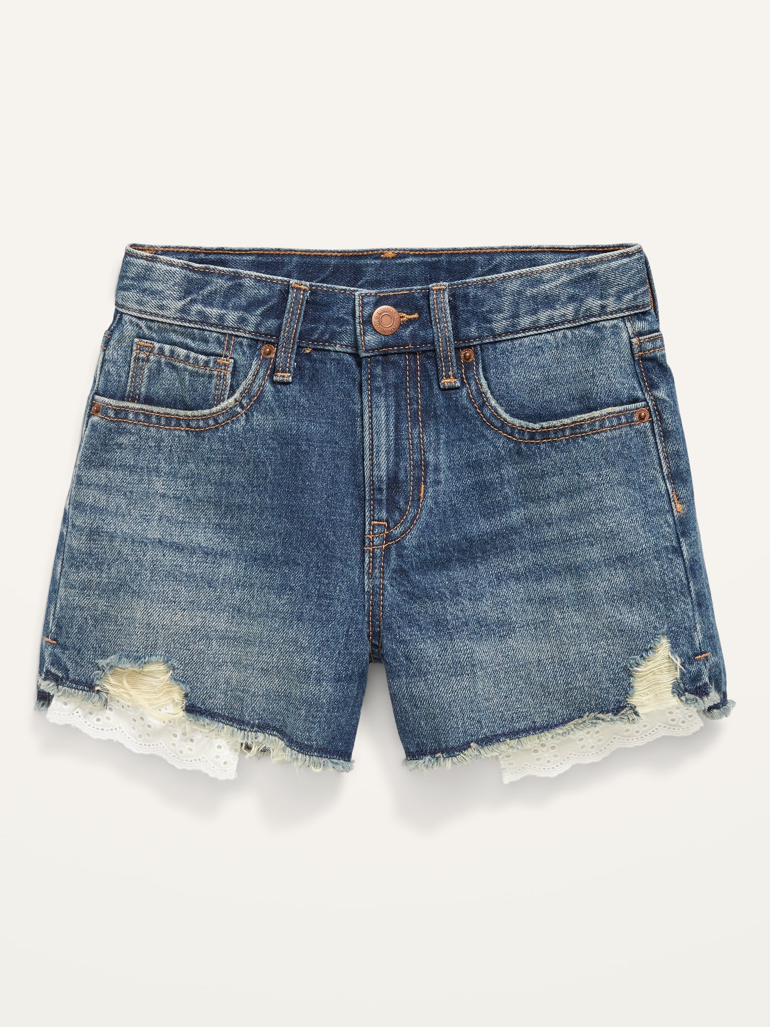 High-Waisted Exposed Lace-Pocket Jean 