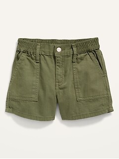 Pop-Color Utility Jean Shorts for Girls