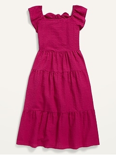 Sleeveless Tiered Tie-Back All-Day Midi Dress for Girls