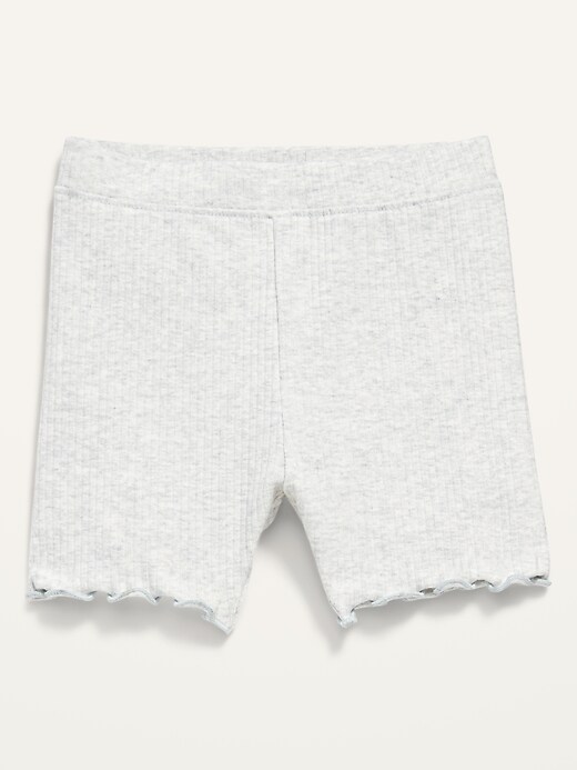 View large product image 1 of 1. Rib-Knit Lettuce-Edge Biker Shorts for Toddler Girls