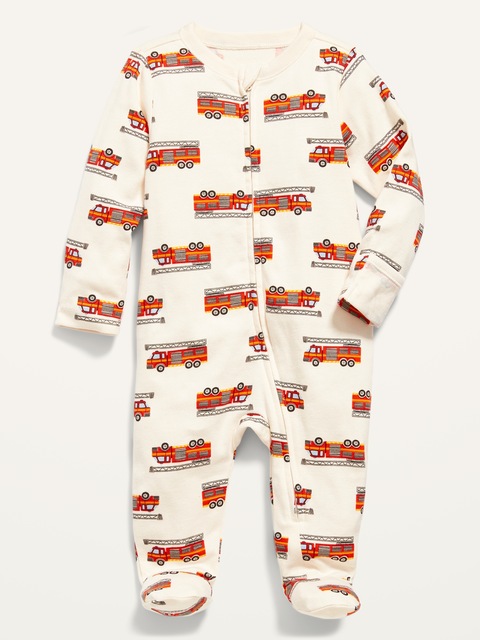Unisex Printed Footed Sleep & Play One-Piece for Baby - Fire Engine