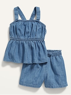 Sleeveless Peplum Top and Shorts Set for Baby