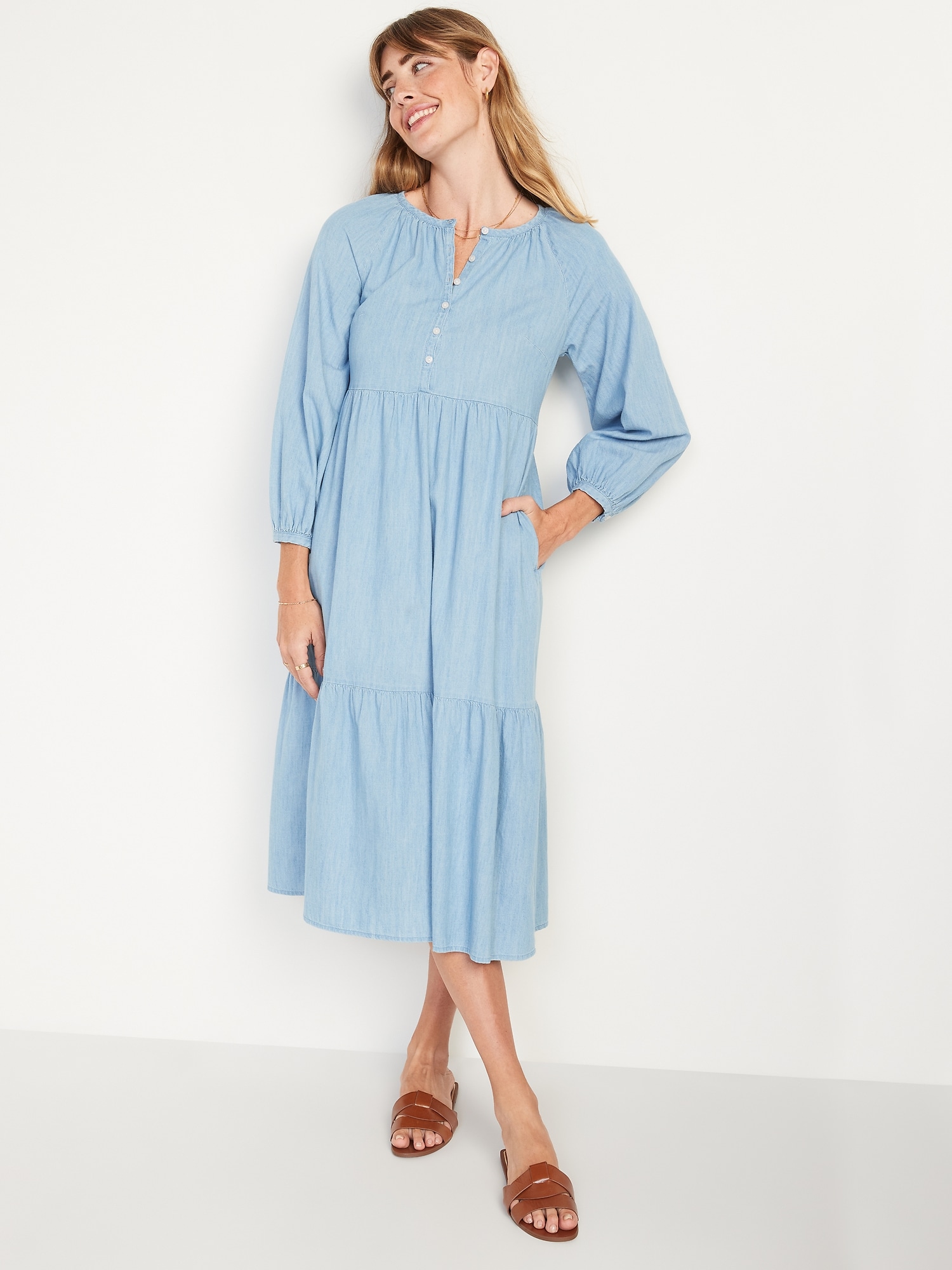 old navy chambray swing dress