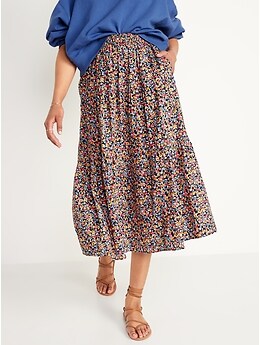 Navy blue shop floral maxi skirt