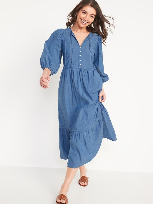 3/4-Sleeve All-Day Maxi Swing Dress | Old Navy