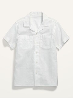 Short-Sleeve Button-Front Linen-Blend Shirt for Boys