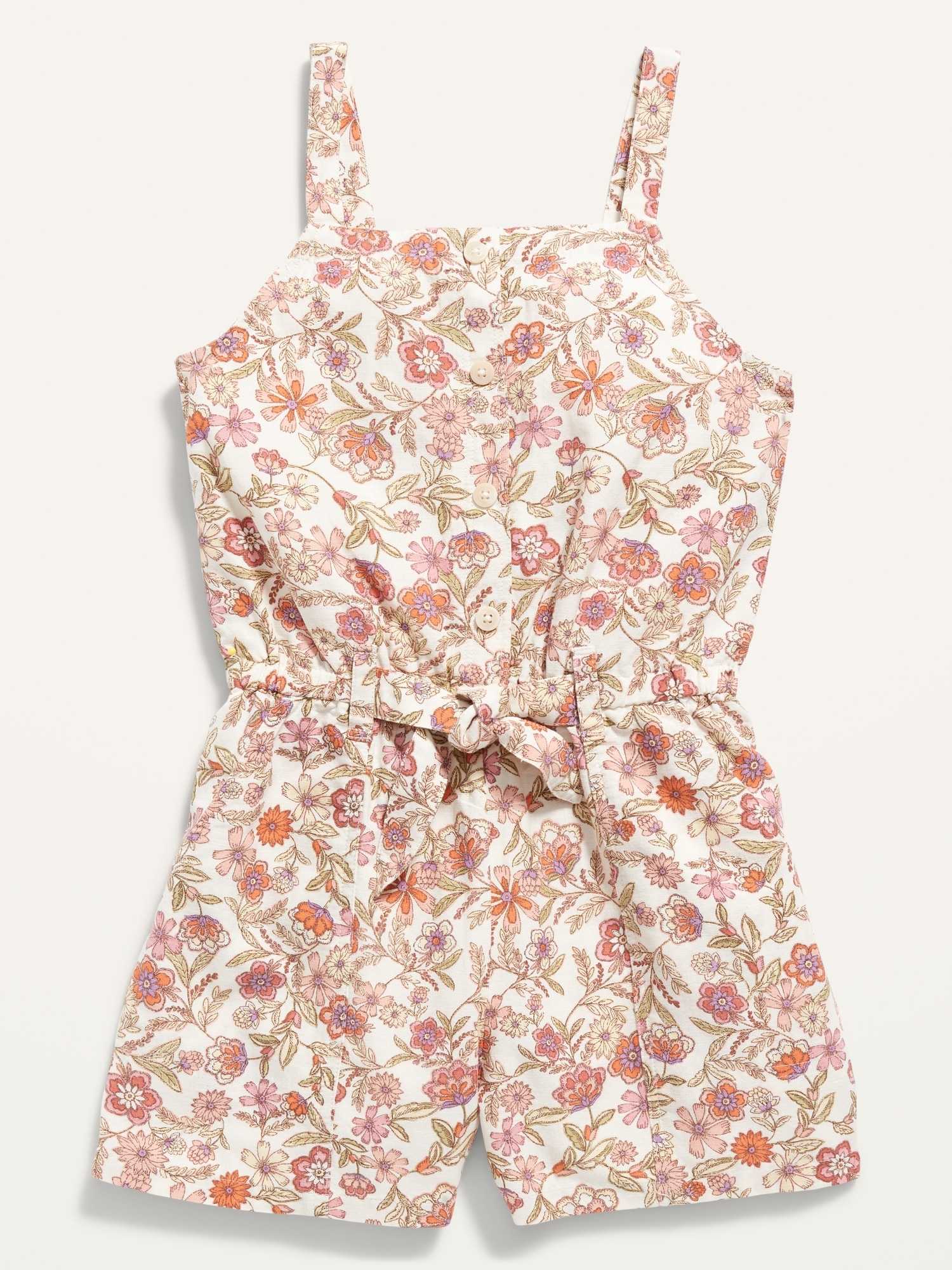 Navy Floral Button Front Romper