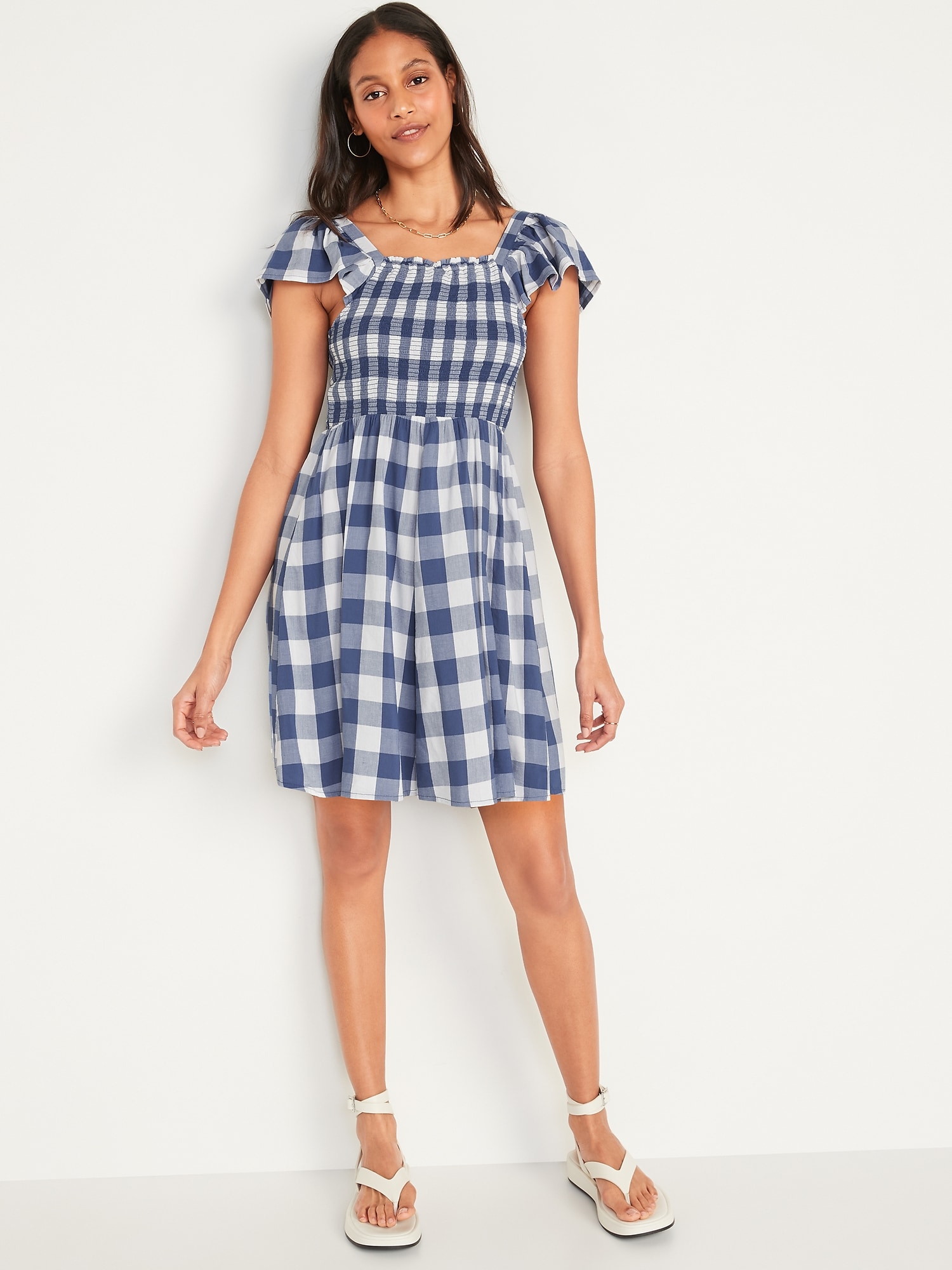 Navy blue hotsell gingham dress