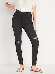 Mid-Rise Gray-Wash Rockstar Super Skinny Jeans for Women