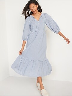 3/4-Sleeve All-Day Maxi Swing Dress for Women