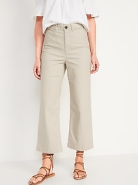 High waisted wide leg cropped pants best sale