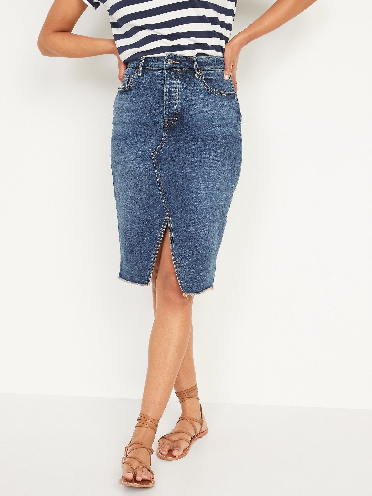 old navy denim pencil skirt