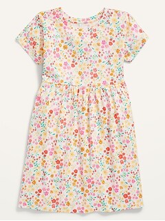 Short-Sleeve Printed Swing Jersey-Knit Dress for Girls