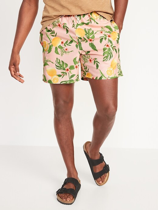 View large product image 1 of 3. Printed Swim Trunks --7-inch inseam