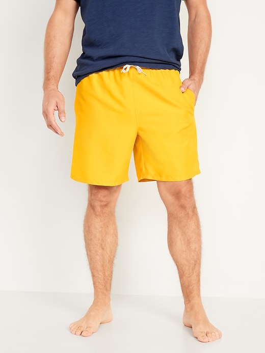 View large product image 1 of 1. Solid-Color Swim Trunks -- 7-inch inseam