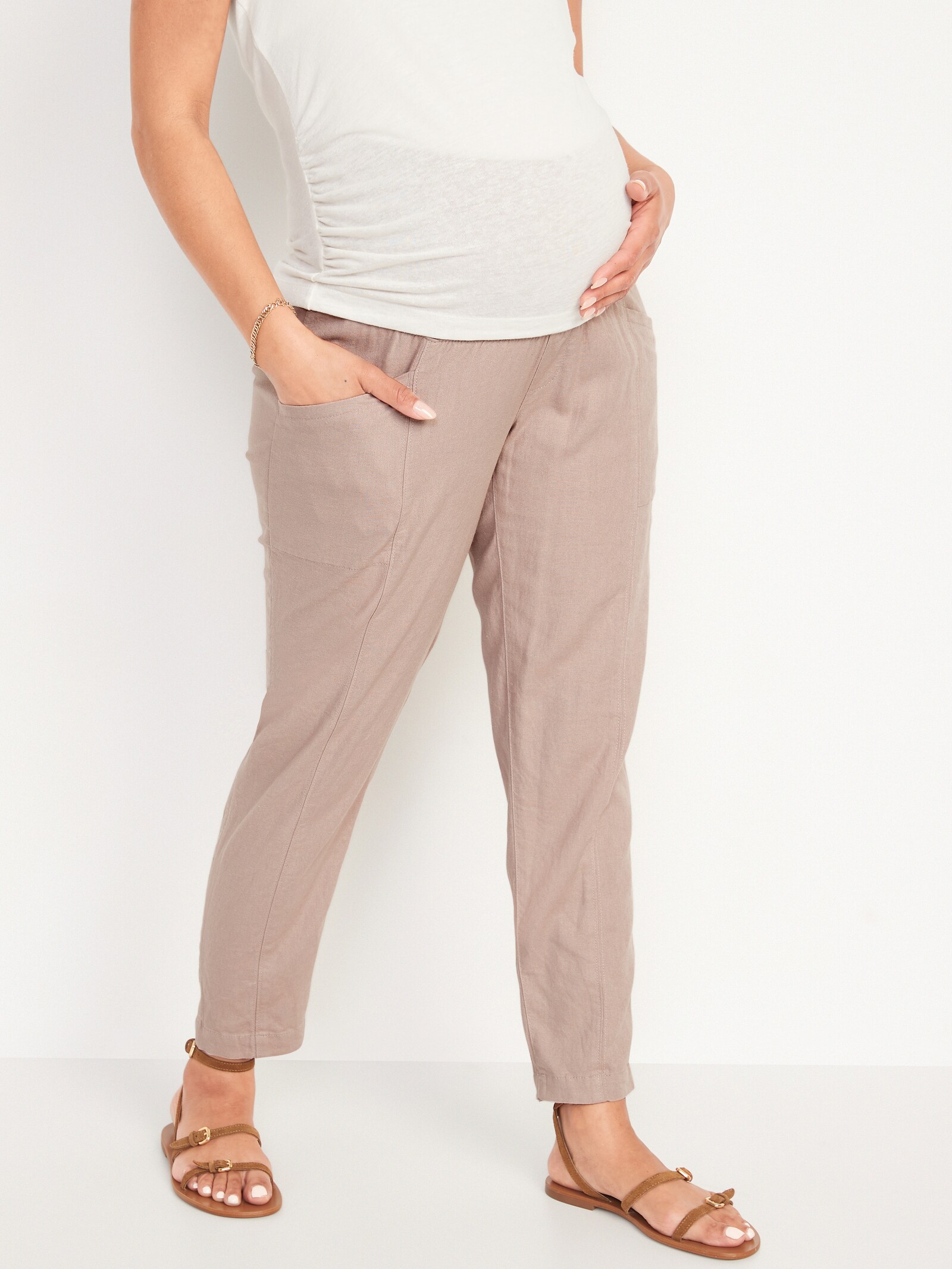 old navy linen maternity pants