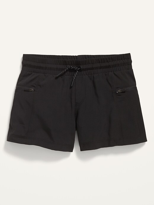 View large product image 1 of 4. High-Waisted StretchTech Zip-Pocket Performance Shorts for Girls