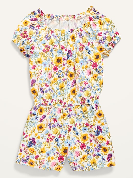 View large product image 1 of 3. Printed Puff-Sleeve Jersey Romper for Girls