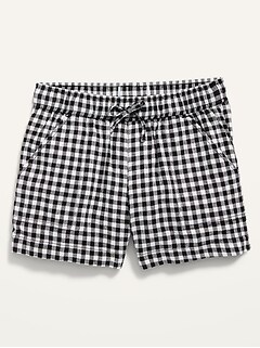 Patterned Linen-Blend Pull-On Shorts for Girls