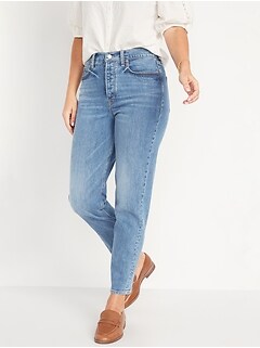 Curvy Extra High-Waisted Button-Fly Sky-Hi Straight Jeans for Women