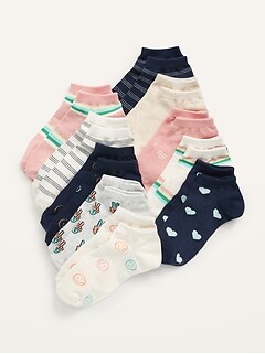 Printed 10-Pack Ankle Socks for Girls